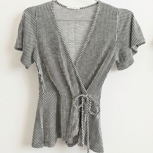 Caution To The Wind Black and White Striped Blouse